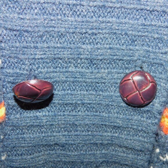 Bluenotes L Shawl Collar Gray orange Yellow White Double Button Cardigan Sweater - Picture 4 of 11